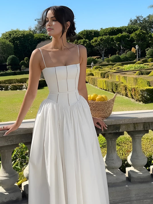 Helena | Vestido midi de invitada con corset elegante para mujer
