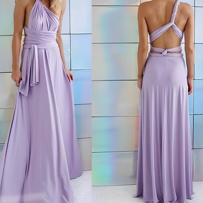 Virella | Vestido largo cruzado con escote halter | Maxi