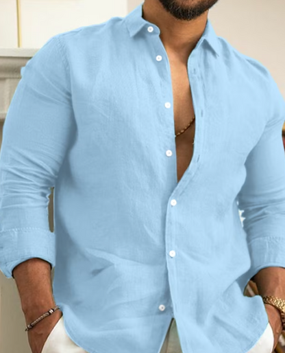 Joel | Camisa ligera de lino para hombre de manga larga | Transpirable