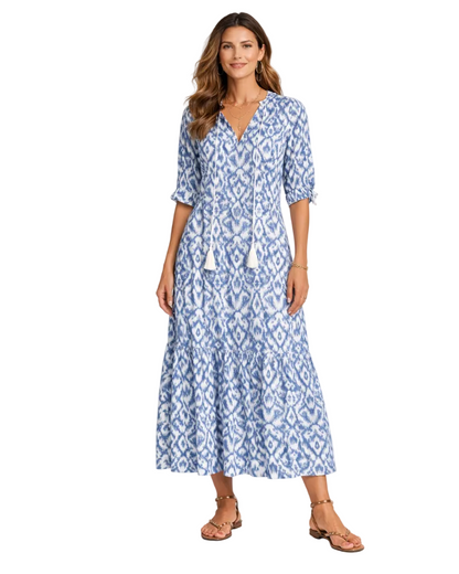 Mila | Langes Boho-Kleid mit ethnischem Muster  