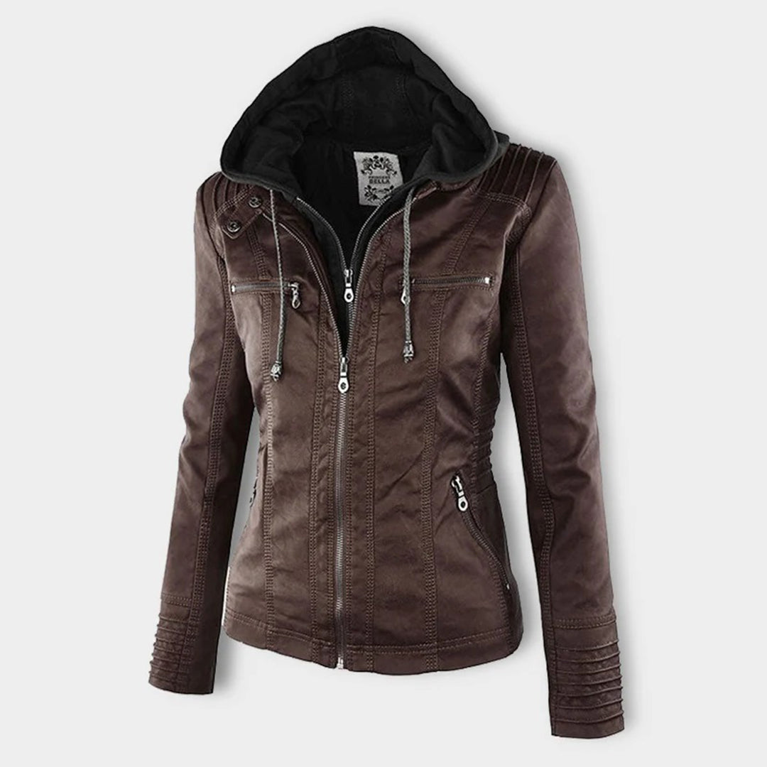 Fiorella | Chaqueta motera ajustada para mujer con capucha | Atrevida