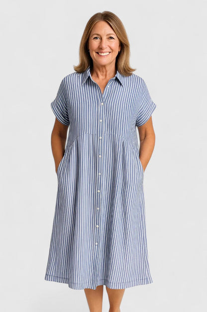 Cielo | Midikleid mit Knöpfen und geradem kurzem Ärmel  