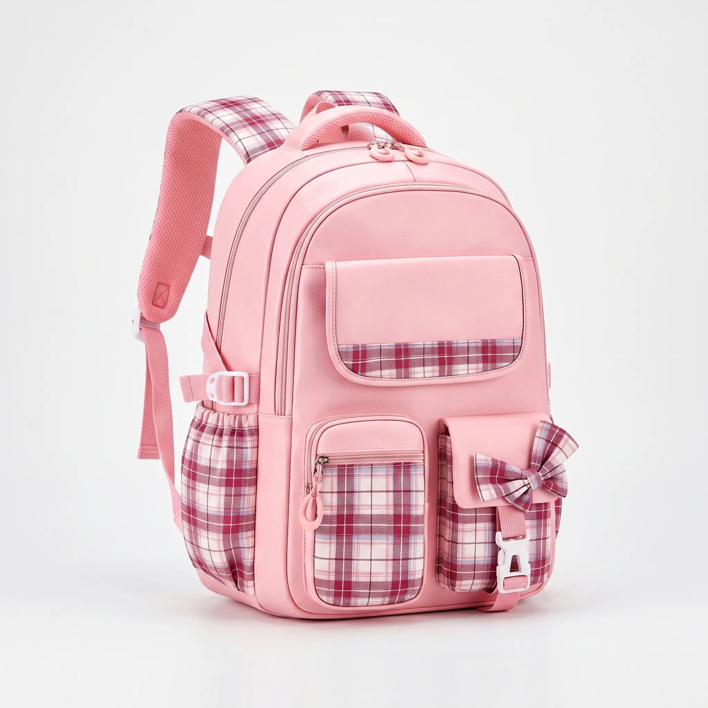 Chiki | Schulrucksack mit Karomuster und Taschen