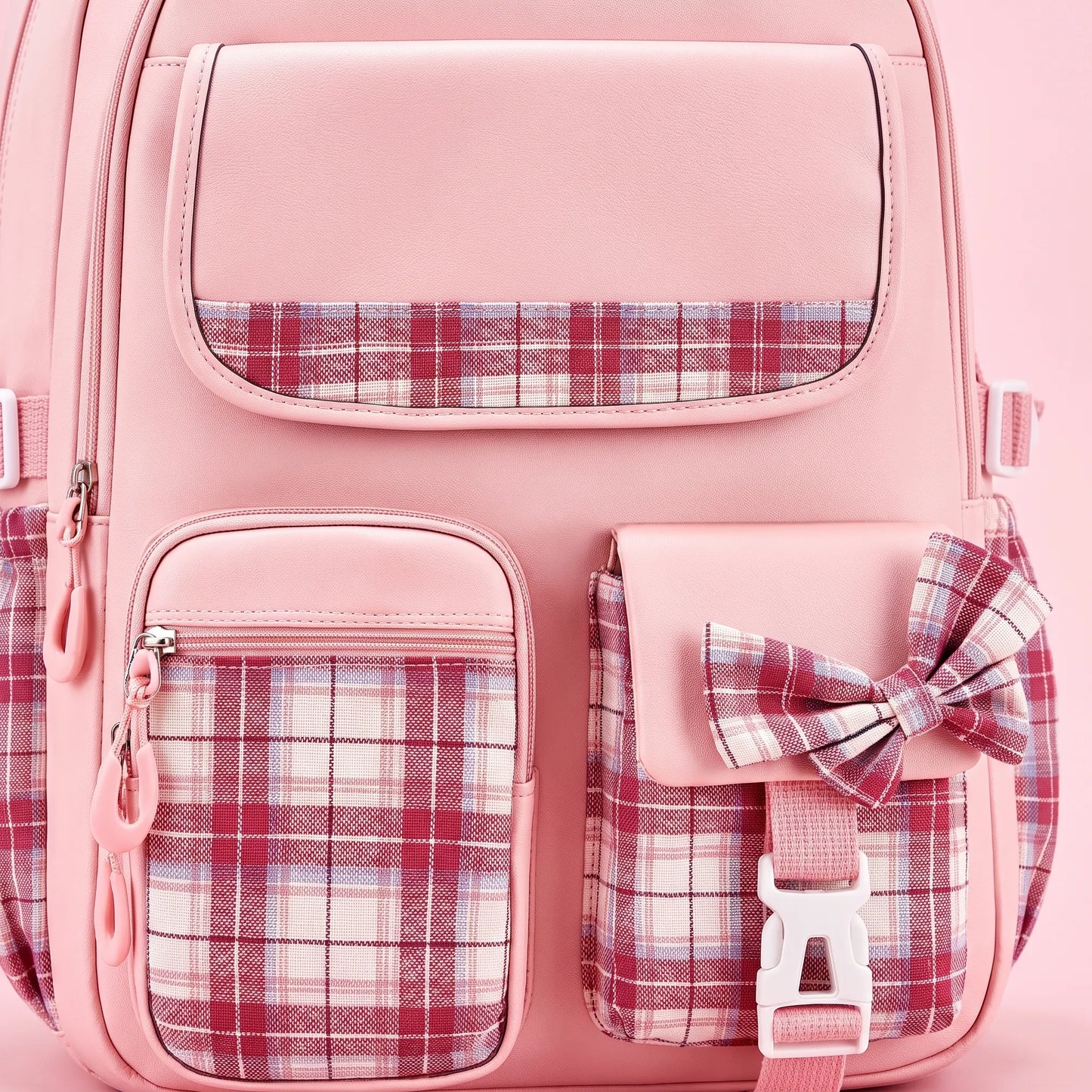 Chiki | Schulrucksack mit Karomuster und Taschen