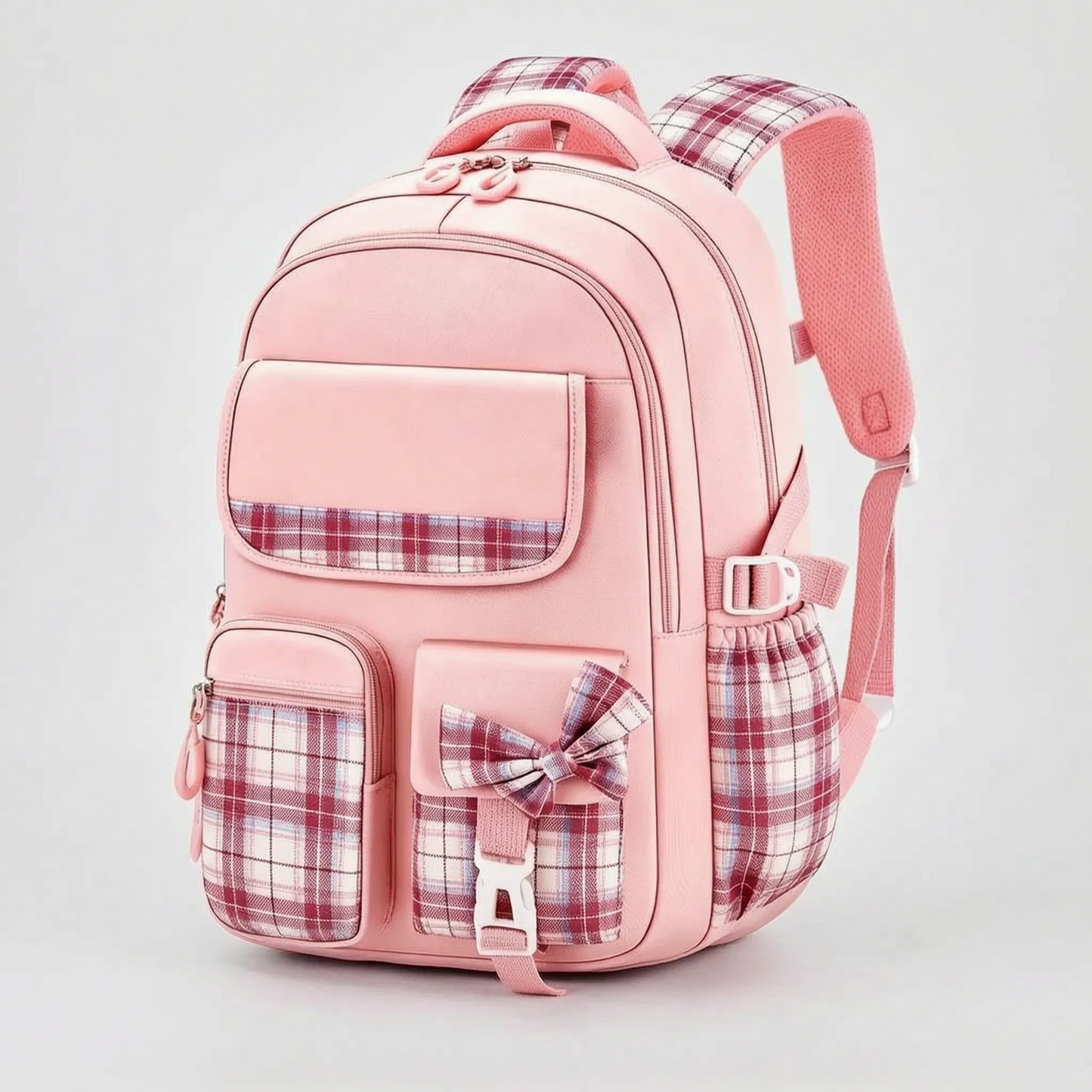 Chiki | Schulrucksack mit Karomuster und Taschen