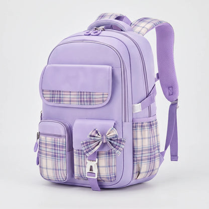 Chiki | Schulrucksack mit Karomuster und Taschen