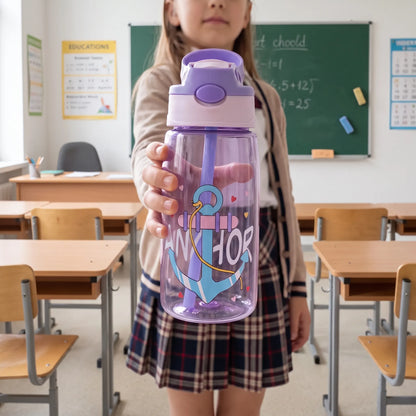 Kimi | Botella infantil con tapa abatible y pajita integrada