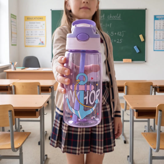 Kimi | Botella infantil con tapa abatible y pajita integrada
