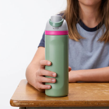 Delfina | Botella térmica cilíndrica con tapa abatible aislada