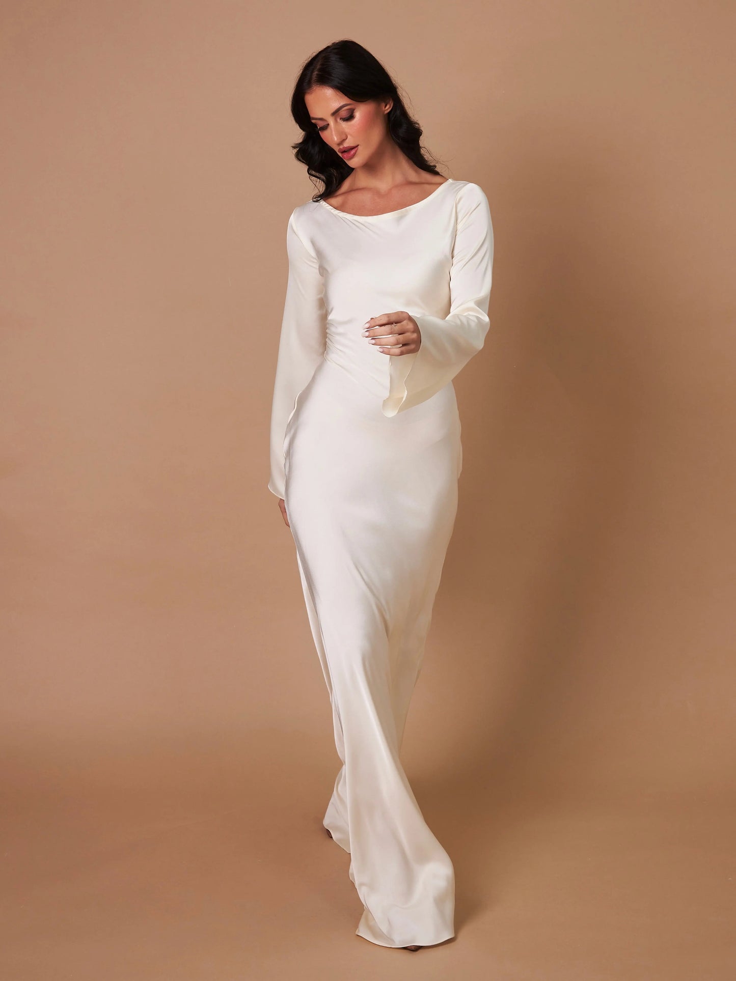 Aitana | Vestido maxi fluido para mujer con manga larga