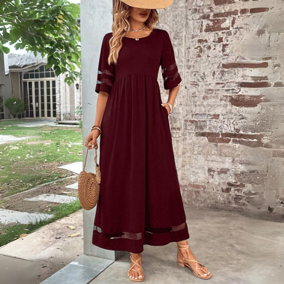 Zoraya | Vestido Maxi Elegante para Mujer con Mangas Cortas