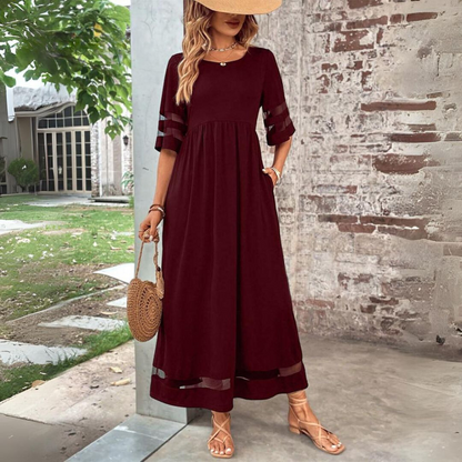 Zoraya | Vestido Maxi Elegante para Mujer con Mangas Cortas