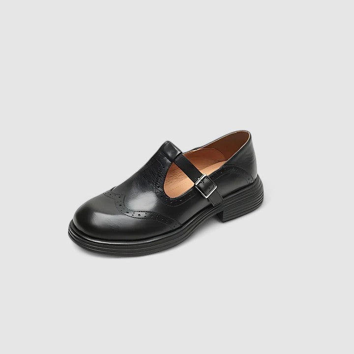 Zapatos ortopédicos de piel con correa en T para mujer