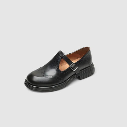 Zapatos ortopédicos de piel con correa en T para mujer