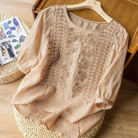 Zorione | Blusa veraniega chic con bordados para mujer