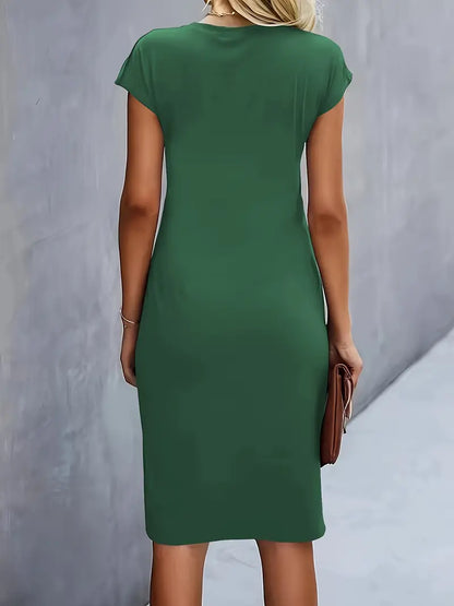 Kenia | Vestido Midi de Corte Entallado con Manga Corta para Mujer