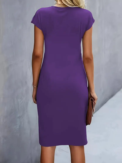 Kenia | Vestido Midi de Corte Entallado con Manga Corta para Mujer