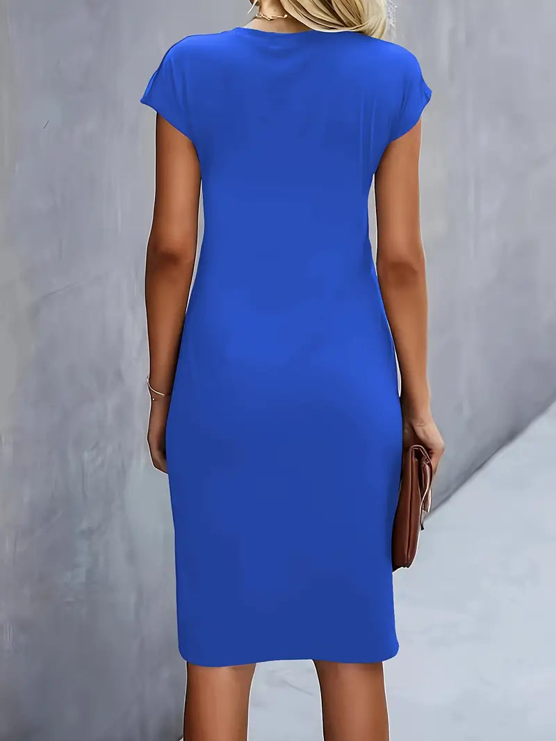 Kenia | Vestido Midi de Corte Entallado con Manga Corta para Mujer