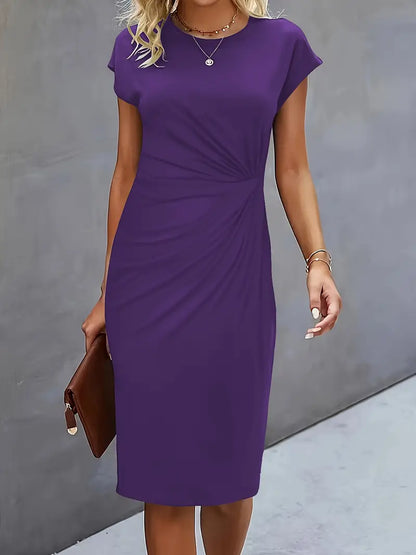 Kenia | Vestido Midi de Corte Entallado con Manga Corta para Mujer