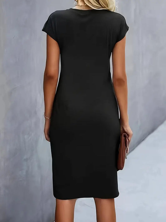 Kenia | Vestido Midi de Corte Entallado con Manga Corta para Mujer