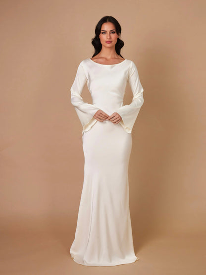 Aitana | Vestido maxi fluido para mujer con manga larga