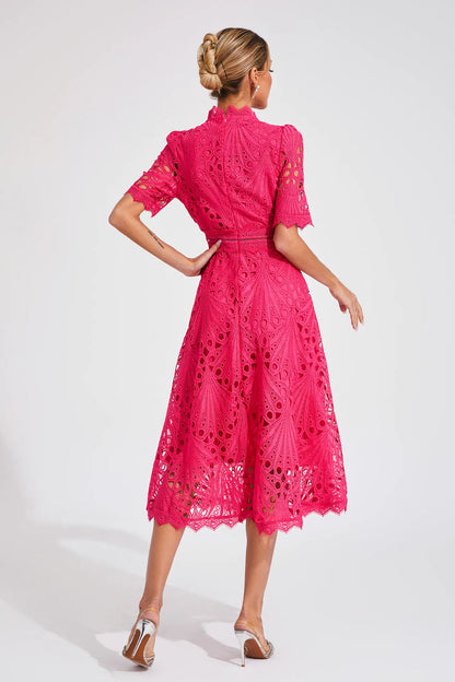 Leoncia | Robe midi élégante en dentelle pour femme