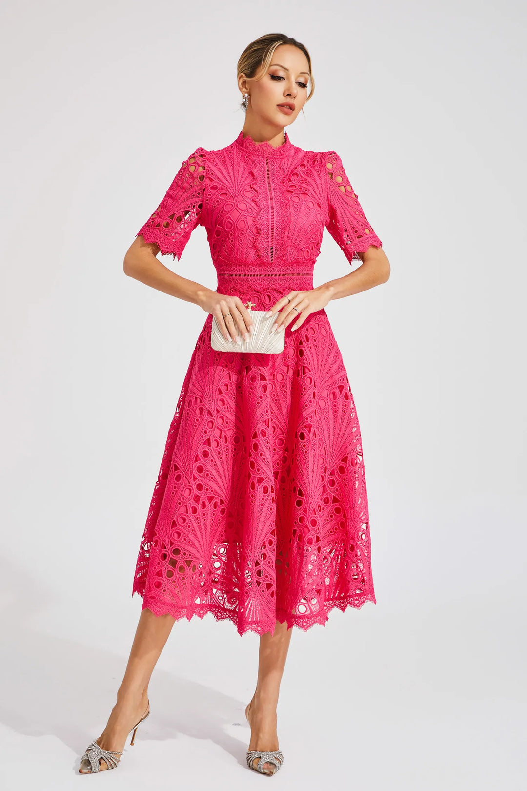 Leoncia | Robe midi élégante en dentelle pour femme