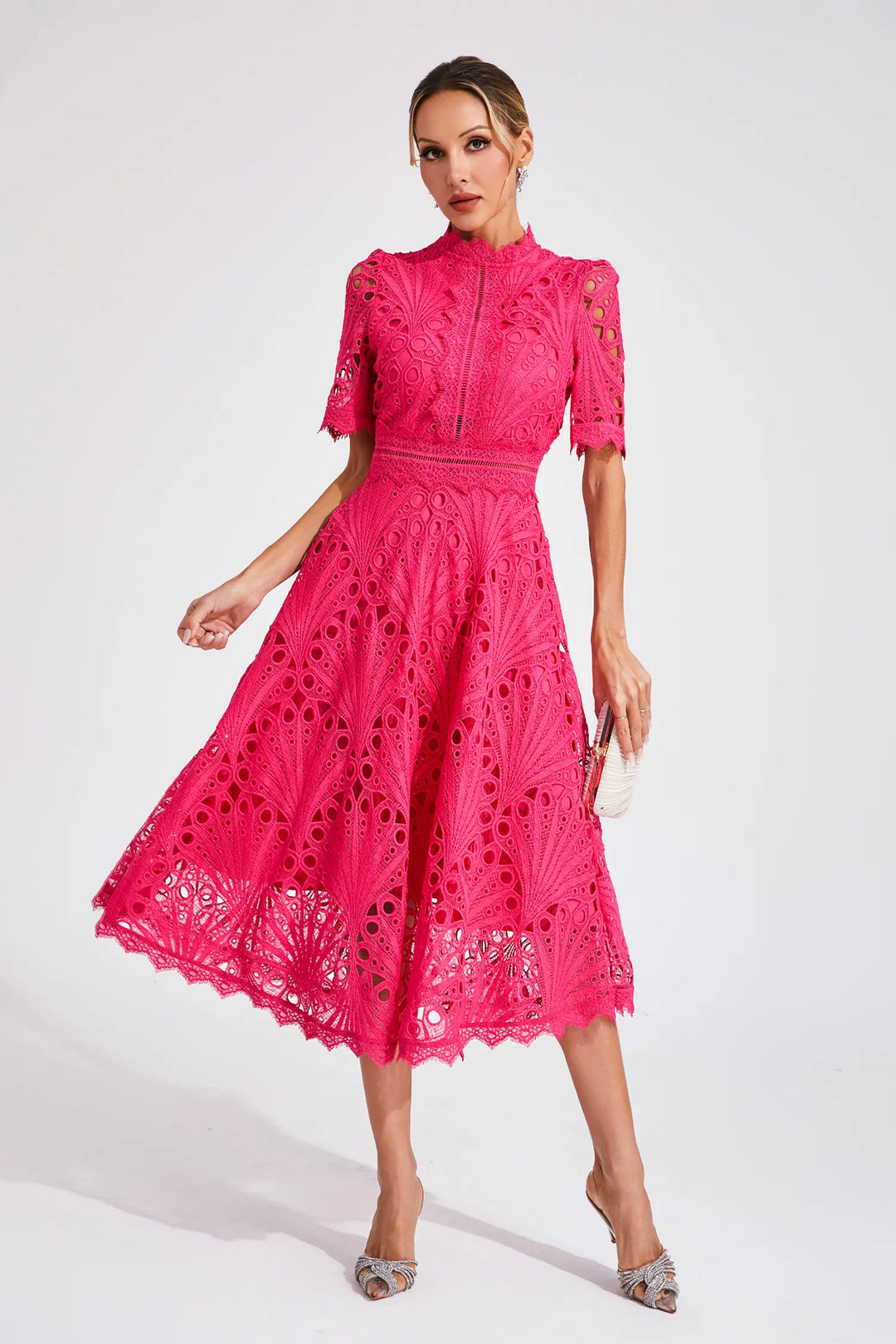 Leoncia | Robe midi élégante en dentelle pour femme