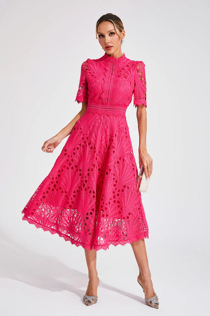 Leoncia | Robe midi élégante en dentelle pour femme