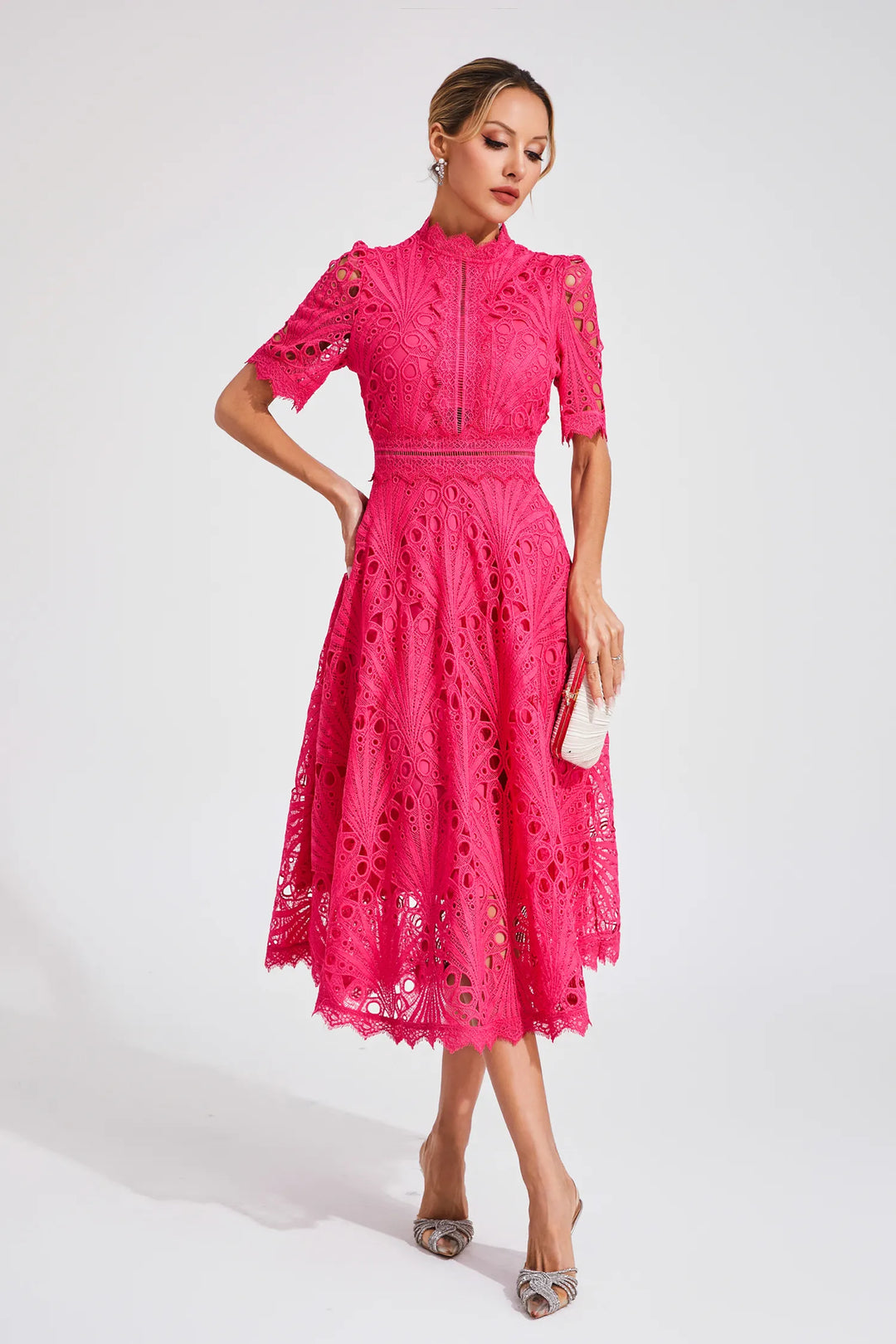 Leoncia | Robe midi élégante en dentelle pour femme