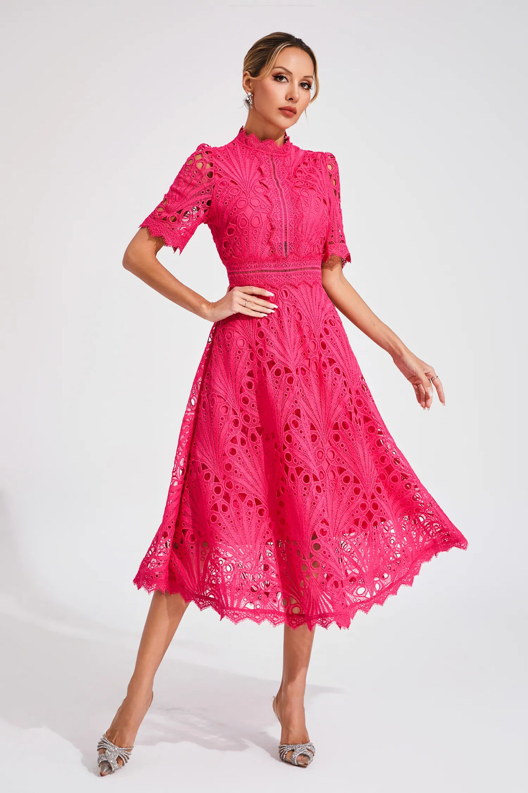 Leoncia | Robe midi élégante en dentelle pour femme