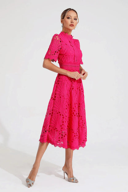 Leoncia | Robe midi élégante en dentelle pour femme