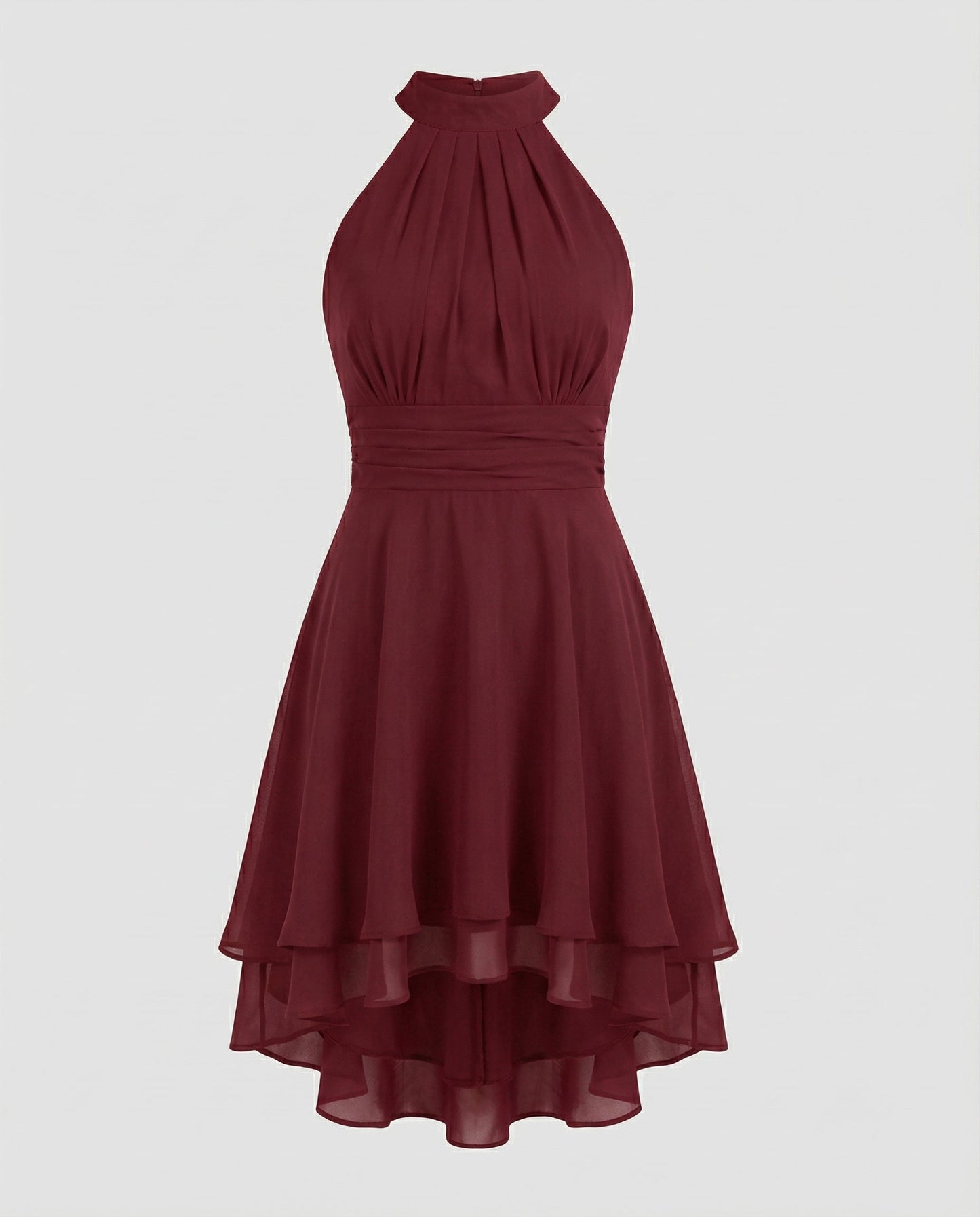 Delmara | Damen-Minikleid mit Neckholder und mehrlagigem Rock | Glockenförmig