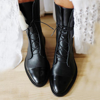 Botines de cuero con cordones
