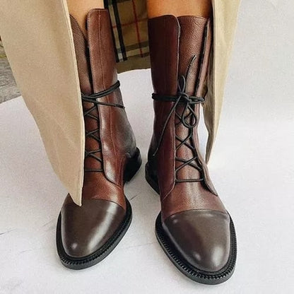 Botines de cuero con cordones