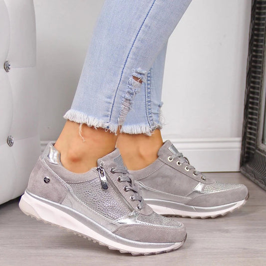 Prisella | Zapatillas modernas de mujer con cordones | Cuña