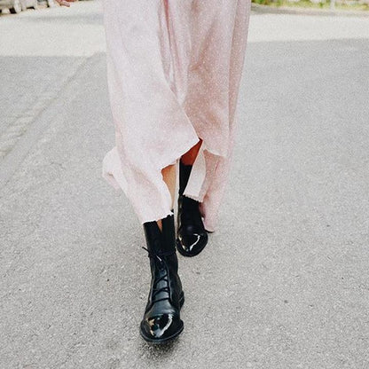 Botines de cuero con cordones