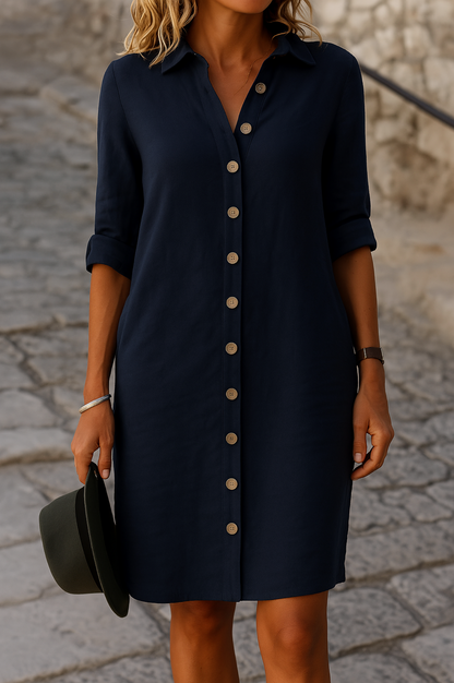 Jesusa | Vestido Camisero Elegante de Primavera para Mujer con Botones