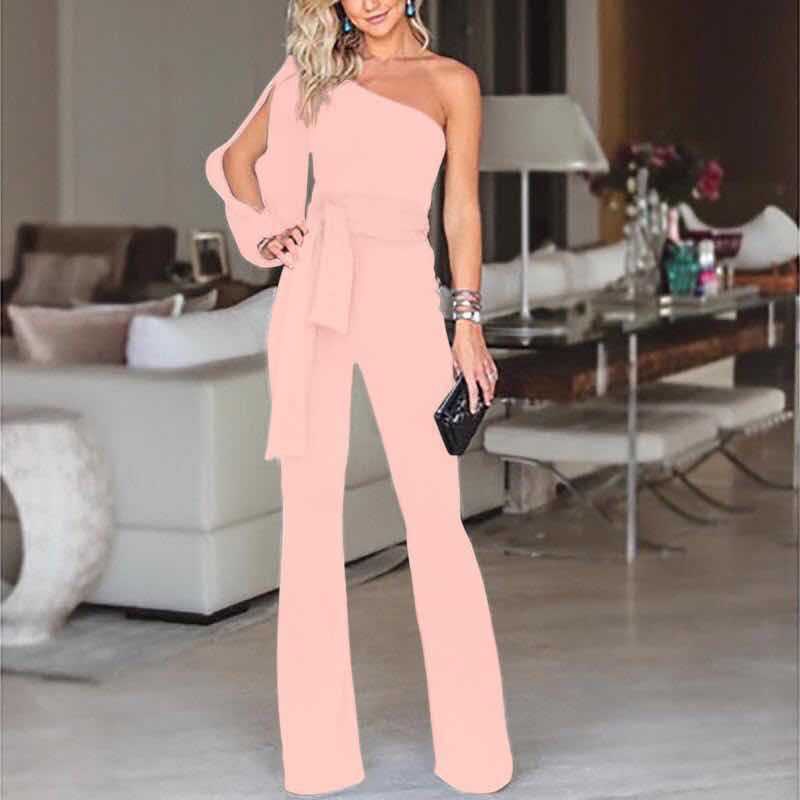 Consuelo | Langer Jumpsuit mit einem Schulterfrei und gebundenem Gürtel  