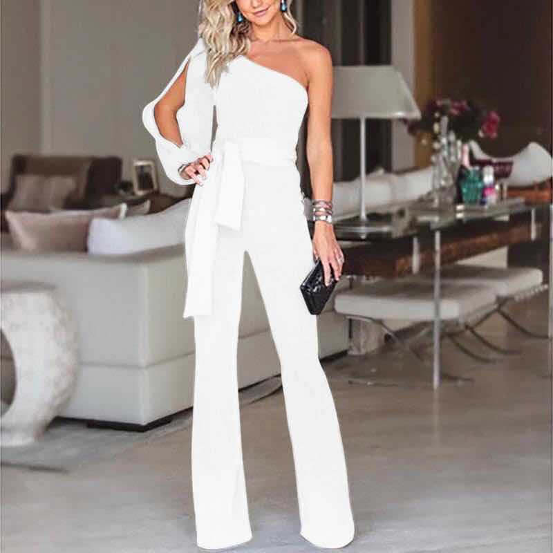 Consuelo | Langer Jumpsuit mit einem Schulterfrei und gebundenem Gürtel  