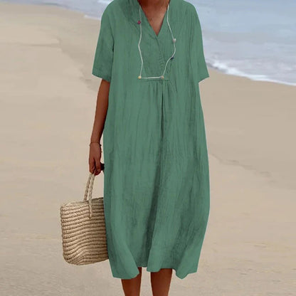 Evarista | Vestido Midi para Mujer de Corte Relajado con Mangas Cortas