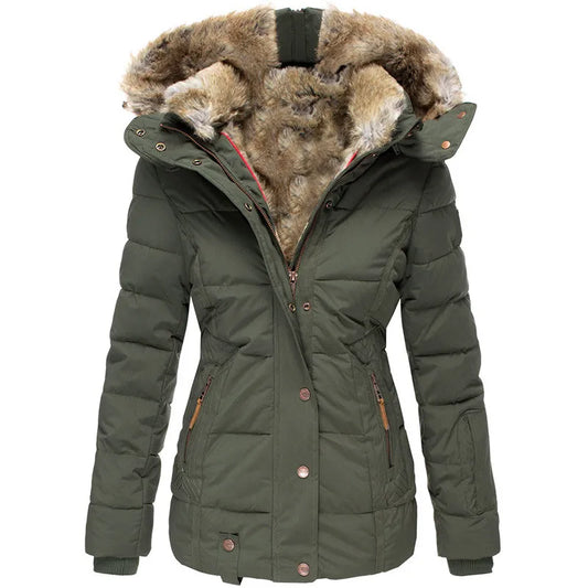 Lucía | Chaqueta de invierno para mujer con capucha de pelo