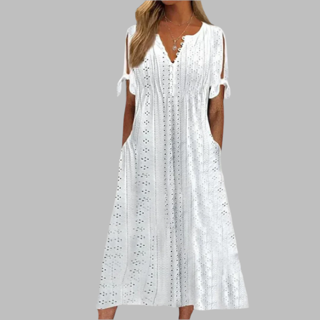 Belén | Elegantes Midikleid im Boho-Stil mit V-Ausschnitt und Taschen  