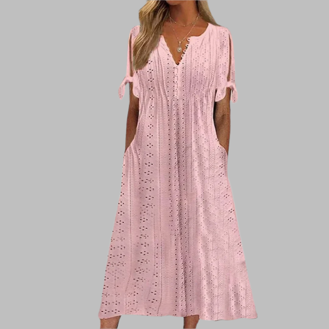 Belén | Elegantes Midikleid im Boho-Stil mit V-Ausschnitt und Taschen  