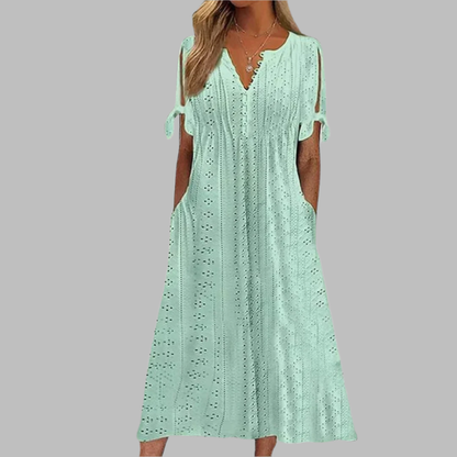 Belén | Elegantes Midikleid im Boho-Stil mit V-Ausschnitt und Taschen  