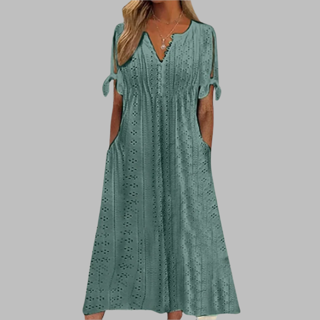 Belén | Elegantes Midikleid im Boho-Stil mit V-Ausschnitt und Taschen  