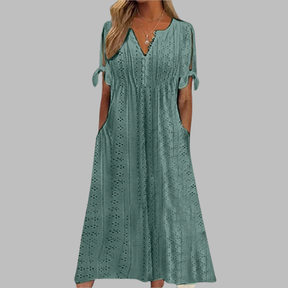 Belén | Elegantes Midikleid im Boho-Stil mit V-Ausschnitt und Taschen  