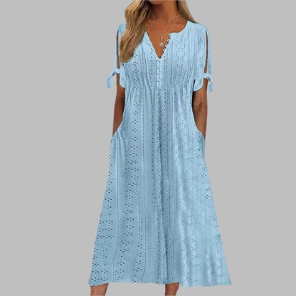 Belén | Elegantes Midikleid im Boho-Stil mit V-Ausschnitt und Taschen  