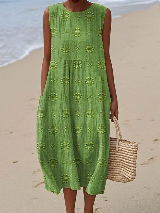Orlena | Vestido maxi de verano sin mangas con bordados