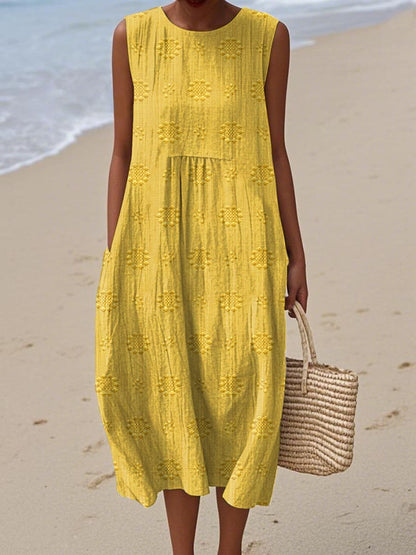 Orlena | Vestido maxi de verano sin mangas con bordados